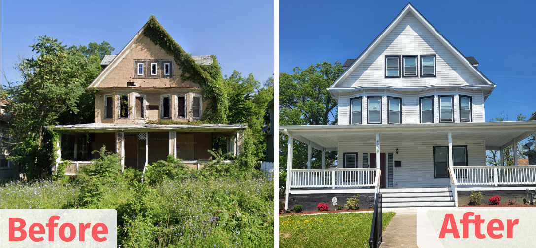 4008 Fairview Avenue before and after renovation