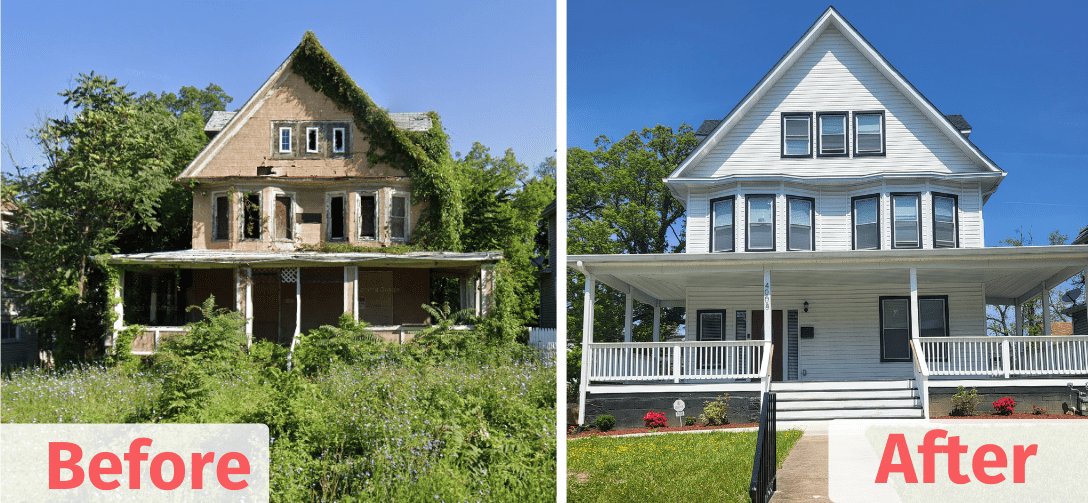 4008 Fairview Avenue before and after renovation